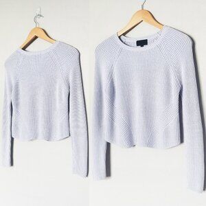 Intermix Crewneck Sweater XS Icy Blue Rayon Blend Designer Drape Slim Fit $185